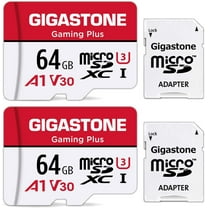 Gigastone 64GB Micro SD Card, Gaming Plus, R/W 90/35MB/s, 4K Video Recording, with Adapter, compatible with Nintendo Switch Dash Cams GoPro Cameras, 2 Pack (2x64GB)