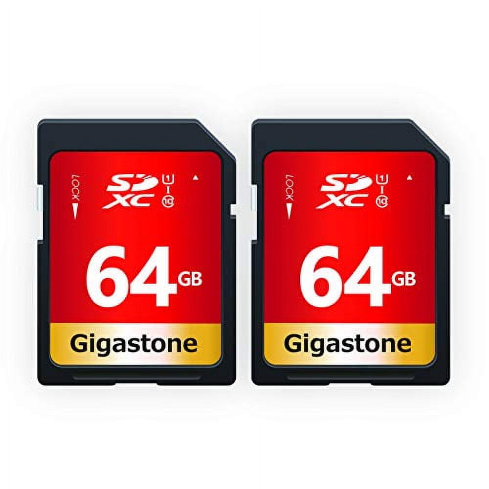 Gigastone 64GB SDXC Card Class 10 UHS-I U1 Up to 80MB/s Memory Card, 2 pack (2x64GB)