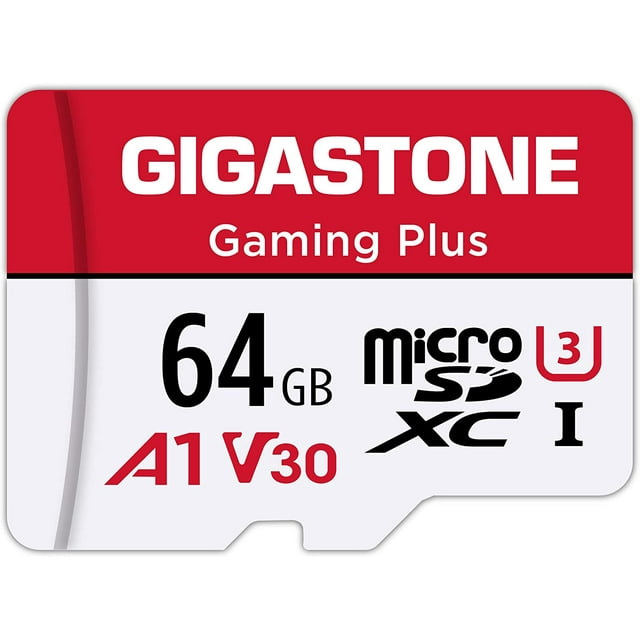 Gigastone 64GB microSDXC U3 A1V30 Memory Card for Nintendo Switch, Red and White 95MB/s, Micro