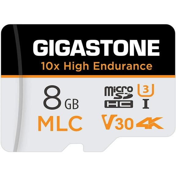 Gigastone 8GB MLC Micro SD Card, 10x High Endurance 4K Video Recording, Security Cam, Dash Cam, Surveillance Compatible 90MB/s, U3 C10