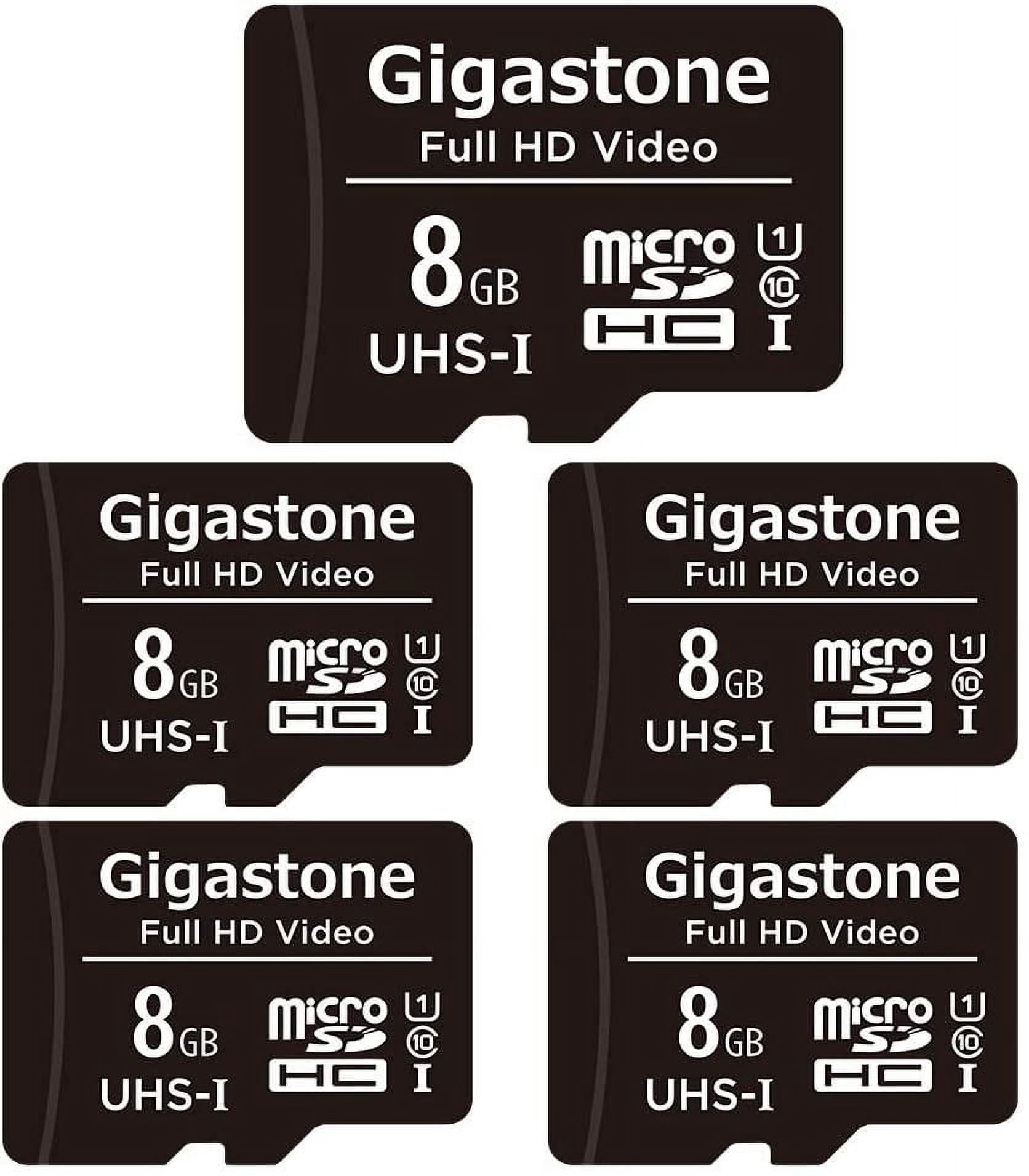 Gigastone 8GB Micro SD Card, FHD Video UHS-I U1 Class 10, for Surveillance, Security, Action Cameras, Drone, Dash Cams, 5 Pack (5x8GB) - GS-2IN1C1008GBX5-B