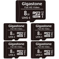 thumbnail image 1 of Gigastone 8GB Micro SD Card, FHD Video UHS-I U1 Class 10, for Surveillance, Security, Action Cameras, Drone, Dash Cams, 5 Pack (5x8GB) - GS-2IN1C1008GBX5-B, 1 of 6