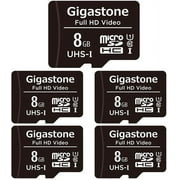 Gigastone 8GB Micro SD Card, FHD Video UHS-I U1 Class 10, for Surveillance, Security, Action Cameras, Drone, Dash Cams, 5 Pack (5x8GB) - GS-2IN1C1008GBX5-B