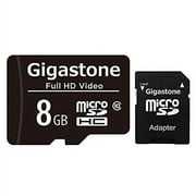 Gigastone 8GB Micro SD Card, FHD Video UHS-I U1 Class 10, for Surveillance, Security, Action Cameras, Drone, Dash Cameras - GS-2IN1C1008G-R