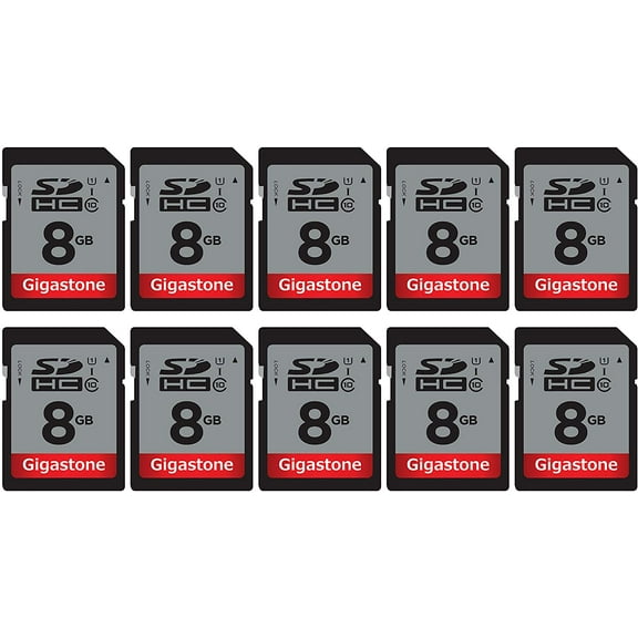Gigastone 8GB SD Card UHS-I U1 Class 10 SDHC Memory Card Full HD Video Canon Nikon Sony Pentax Kodak Olympus Panasonic Digital Camera, 10 Pack (10x8GB)