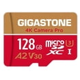 thumbnail image 1 of Gigastone A2 V30 4K Camera Pro microSD Card, 128 GB, GS-2IN1-4KA2V30-128GB-R, 1 of 8