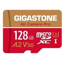Gigastone 128GB Micro SD, 4K Video Recording, 4K Camera Pro, compatible with Nintendo Switch, Dash Cam, GoPro Cameras, R/W up to 100/50 MB/s, Micro SDXC UHS-I A1 V30 Class 10 GS-2IN1-4KA2V30-128GB-R