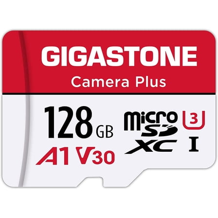 Gigastone 128GB Camera Plus MicroSDXC memory Card 100MB/s, Full HD Video, U1 Class 10 compatible with Nintendo Switch Dash Cams GoPro Camera Samsung Canon Nikon Drone GS-2IN1U1-128GB-B