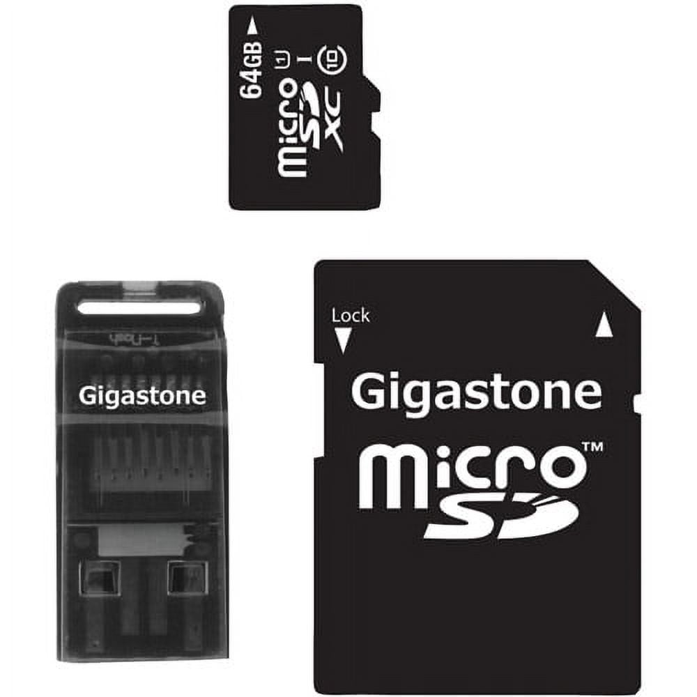 Gigastone GS3IN1C1064GR 64GB Class 10 UHS1 microSD Card with SD and
