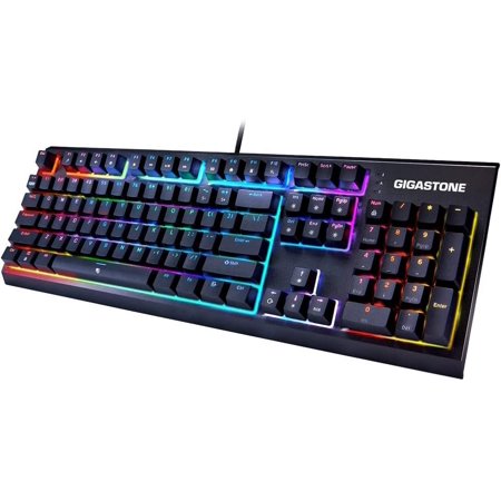 Gigastone Gk-12 Gaming Keyboard, Led Rgb Backlit Keys, Tactile Brown Switches Mechanical Keyboard, Precise Tactile Feedback, Full Anti-Ghosting, 104 Keys, Black
