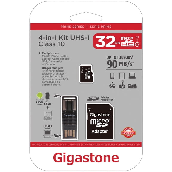 Gigastone Gs-4in1600x32gb-r Prime Series Microsd Card 4-in-1 Kit (32gb)