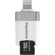 Gigastone iPhone Flash Drive w/ a 16GB card, MicroSD Card Reader, Lightning for iPhone and iPad, App for iOS, 4K Video Player Drone GoPro Camera, Backup Photos and Videos - GS-CR8600W-16GB-R