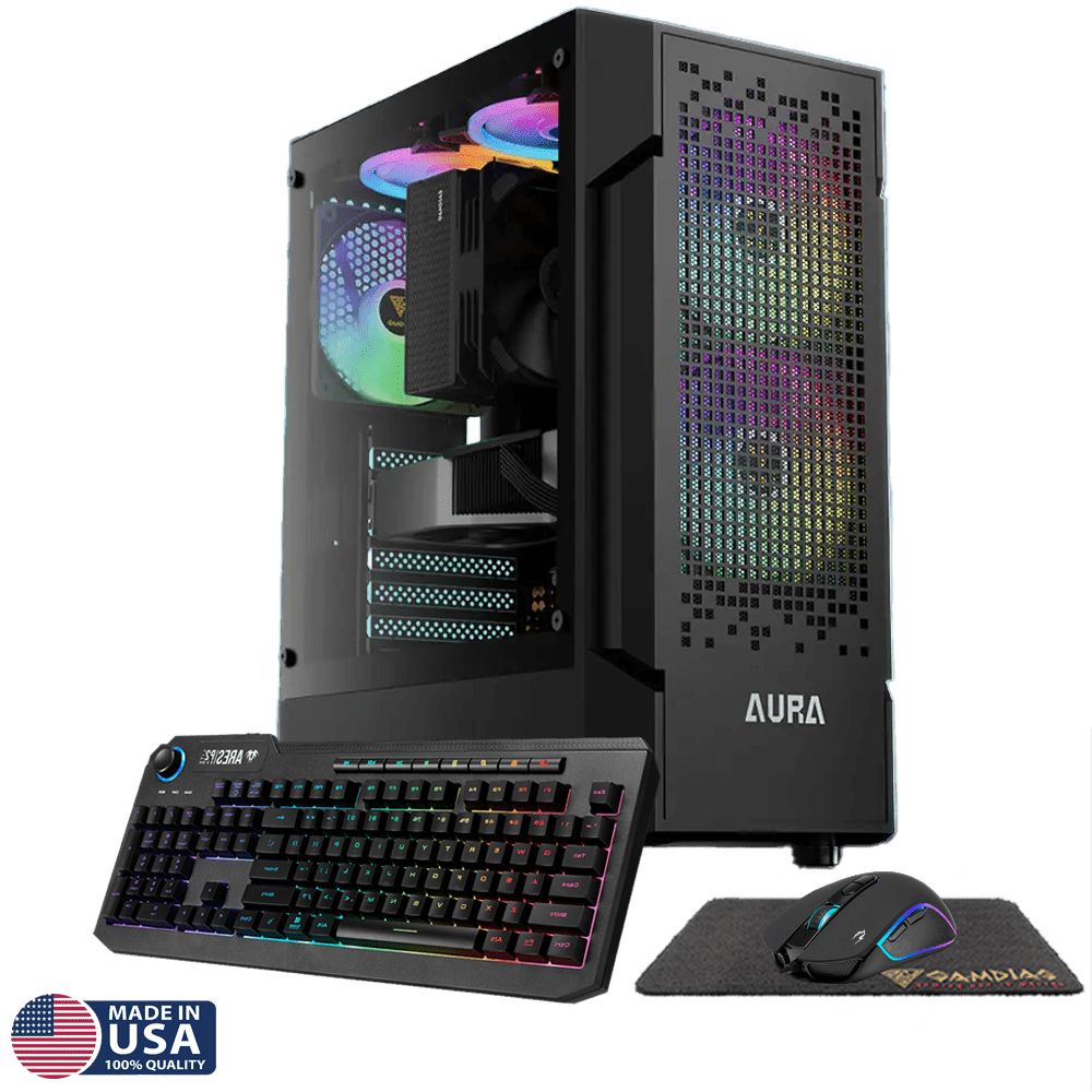 Gigatech Gaming Apollo 5 Gaming PC Desktop - Ryzen 5 5500, ARC A380, 16GB DDR4, 512GB SSD, RGB, Windows 11, Wi-Fi