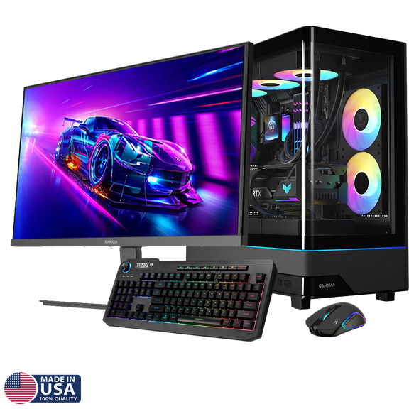 Gigatech Gaming Omega 3 Gaming PC Desktop Bundle - AMD Ryzen 7 9700X, RTX 5070, 32GB DDR5, 1TB SSD, RGB, Windows 11, Wi-Fi, Monitor