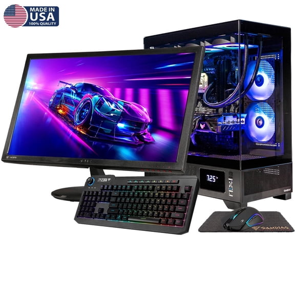 Gigatech Gaming Omega 7 Gaming PC Desktop Bundle - AMD Ryzen 7 9700X, RTX 5080, 32GB DDR5, 1TB SSD, RGB, Windows 11, Wi-Fi, Monitor