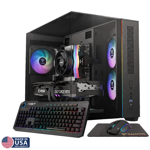 Gigatech Gaming Titan 3 Gaming PC Desktop - Ryzen 5 5500, RTX 5060, 16GB DDR4, 2TB SSD, RGB, Windows 11, Wi-Fi