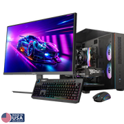 Gigatech Gaming Titan 3 Gaming PC Desktop Bundle - Ryzen 5 5500, RTX 5060, 16GB DDR4, 512GB SSD, RGB, Windows 11, Wi-Fi, Monitor