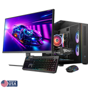 Gigatech Gaming Titan 3 Gaming PC Desktop Monitor Bundle - AMD Ryzen 5 5500, NVIDIA RTX 5060, 32GB DDR4, 1TB SSD, 120mm Tower Cooler, 24" 100Hz Monitor