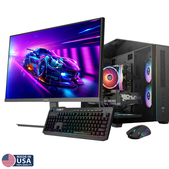 Gigatech Gaming Titan 7 Gaming PC Desktop Bundle - AMD Ryzen 7 5700, NVIDIA GeForce RTX 5070, 16GB DDR4, 1TB SSD, RGB, Windows 11, Wi-Fi, 100Hz Monitor