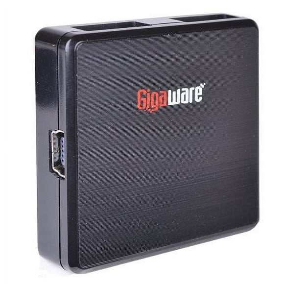 Gigaware - 4 Port Ultra-Compact USB 2.0 Hub - PC/MAC - Carry Pouch - Y-Cable