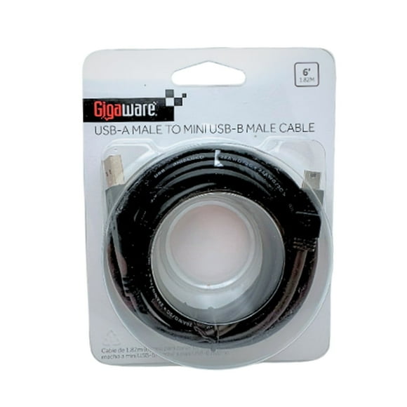 Gigaware USB-A Male to Mini USB-B Male Cable 6-Foot