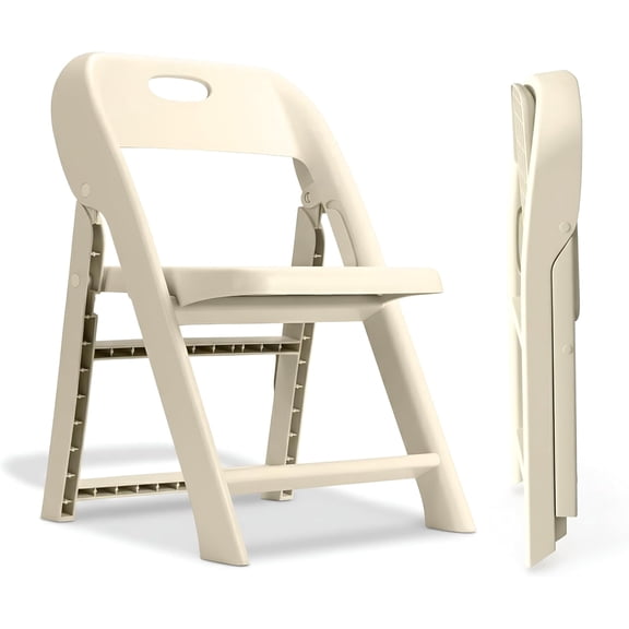 Giggle & Play Folding Chairs, Portable and Lightweight Kids Chair with Backrest, Beige, 2 Pack