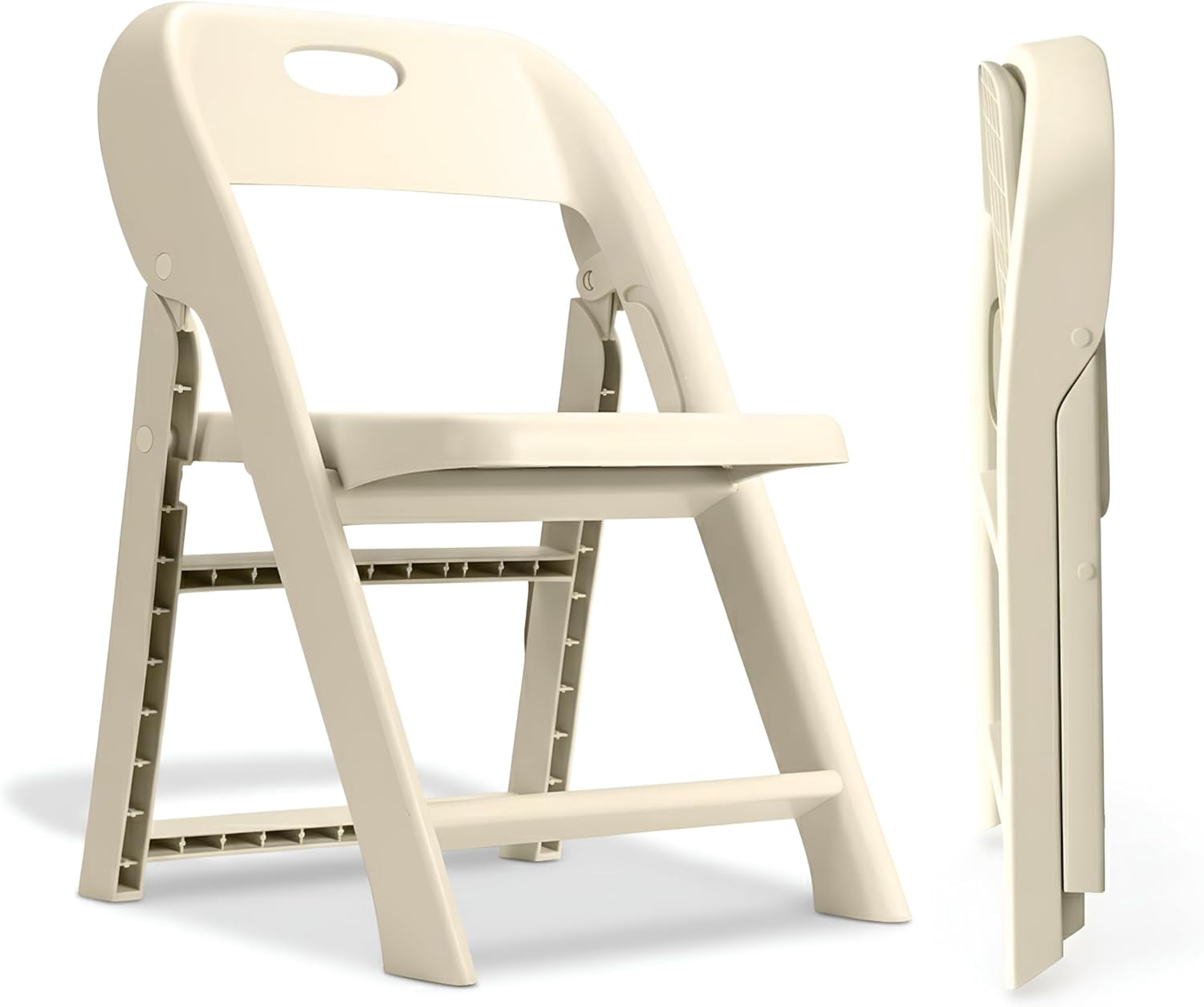 Giggle & Play Folding Chairs, Portable and Lightweight Kids Chair with Backrest, Beige, 2 Pack