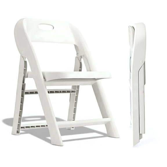 Giggle & Play Portable Lightweight Folding Chairs with Backrest, White, 2 Pack