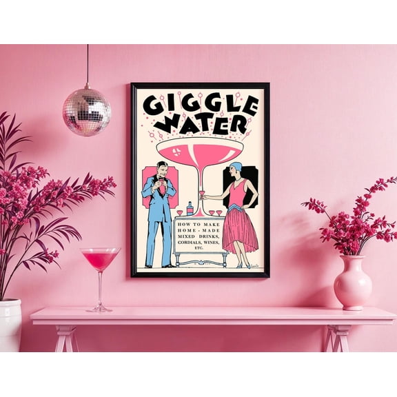 Giggle Water Wall Art Retro Cocktail Art Deco Style Unframed Paper Print