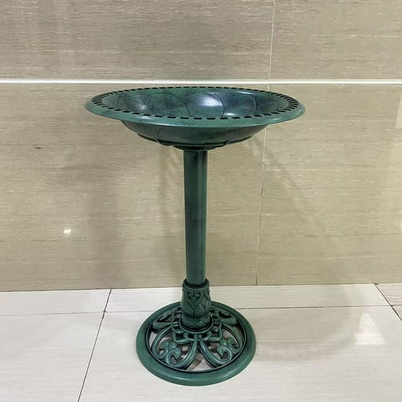 GiggleGrip Metal bird baths being structures,28 Inch Height Polyresin Lightweight Antique Outdoor Garden Bird Bath Green