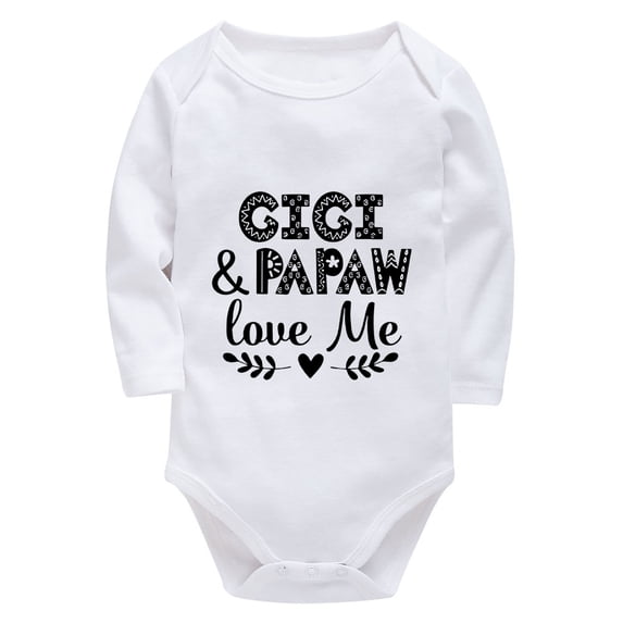 Gigi And Pawpaw Love Me Welcome Home Baby Girl Outfit Long Sleeve Baby Boy Outfits White 3-6 Month Onsies
