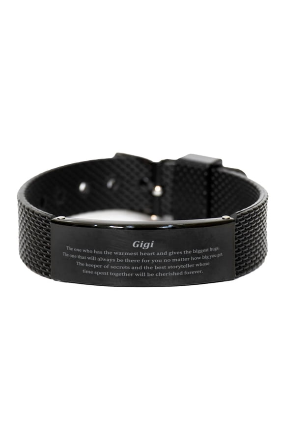 Gigi Black Shark Mesh Bracelet - The Keeper of Secrets and Best Storyteller, Perfect Gift for Birthday, Christmas, and Graduation, Gigi, Gigi, Gigi