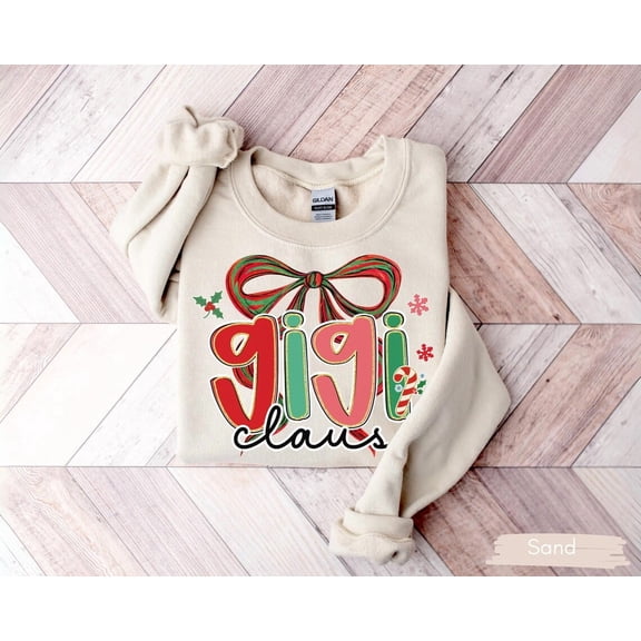 Gigi Claus Winter Sweatshirt, Cute Grandma, Matching Family Shirt, Festive Crewneck, Cozy Shirt For Gigi Tshirt All Size S-5XL