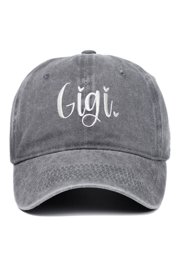 Gigi Embroidered Baseball Cap for Women, Retro Distressed Washed Soft Top Cap, Packable Foldable Hat for Travel, Casual Wear, Outdoor Activities, Beach, Gym, and Vacation Gray