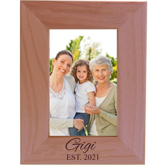 Gigi Established Est. 2021 Engraved Alder Wood Picture Frame