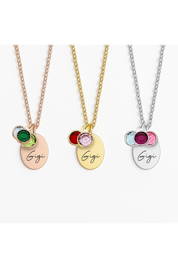 Gigi Family Necklace Personalized Gigi Gifts for Grandma from Grandkids Birth Month Birthstones - Custom Grandma Jewelry with Birth Stone Charms Grandchildren Necklace - Mother's Day Gifts