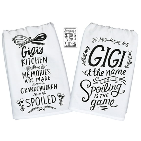 Gigi Gifts from Grandkids - Set with 2 Cute Kitchen Towels with Sayings and a Refrigerator Magnet - Best Christmas, Birthday, Mother's Day Present for Grandmother
