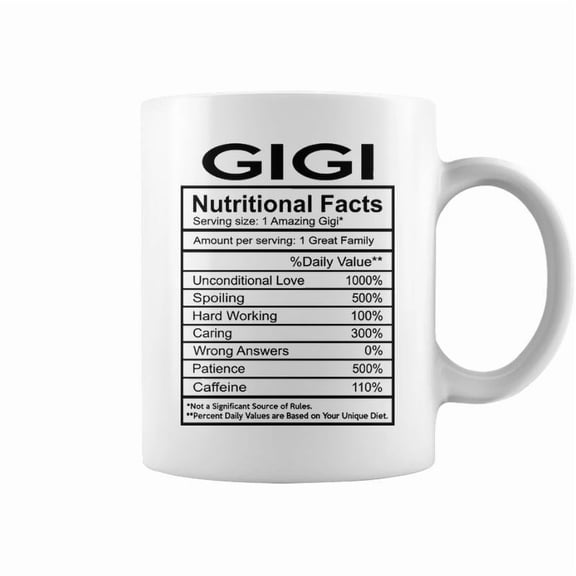 Gigi Grandma Gift Gigi Nutritional Facts Coffee Mugs
