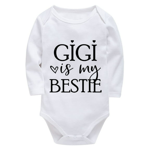 Gigi Is My Bestie Newborn Baby Boy Clothes Long Sleeve Summer Baby Romper White Baby Girl First Outfit from Hospital