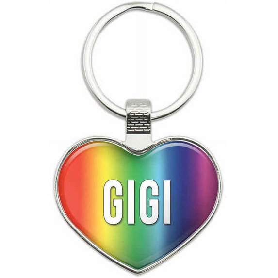 Gigi - Names Female Metal Heart Keychain Key Chain Ring, Multiple Colors Available