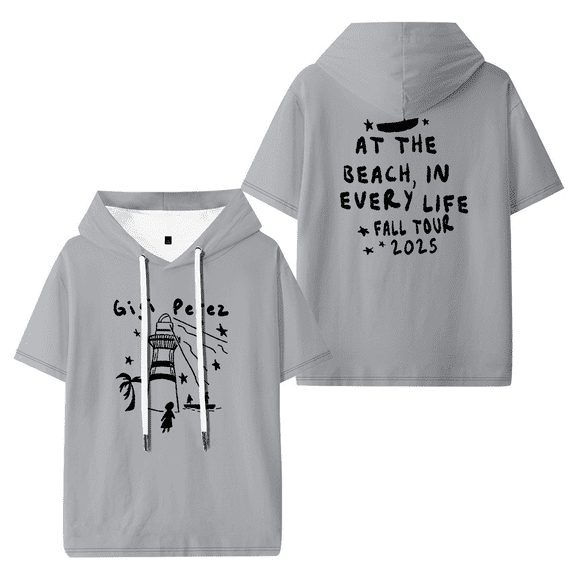 Gigi Perez At The Beach In Every Life Tour Hooded T-shirt Women Men Short Sleeve Tee Casual Fashion Tops