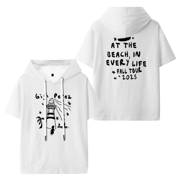 Gigi Perez At The Beach In Every Life Tour Hooded T-shirt Women Men Short Sleeve Tee Casual Fashion Tops