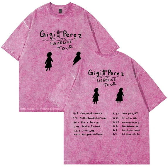 Gigi Perez Headline Tour 2025 Merch Cotton T-Shirt Wash Tee Women Men Short Sleeve Crewneck Tee