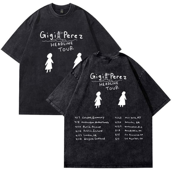 Gigi Perez Headline Tour 2025 Merch Cotton T-Shirt Wash Tee Women Men Short Sleeve Crewneck Tee