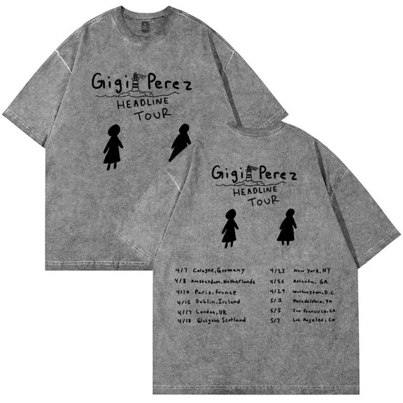 Gigi Perez Headline Tour 2025 Merch Cotton T-Shirt Wash Tee Women Men Short Sleeve Crewneck Tee