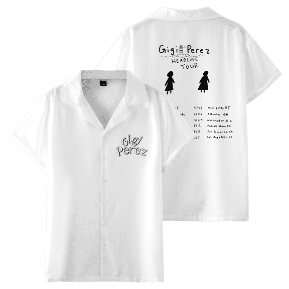 Gigi Perez Headline Tour Shirt Women Men Short Sleeve Camp Collar Fashion Shirts