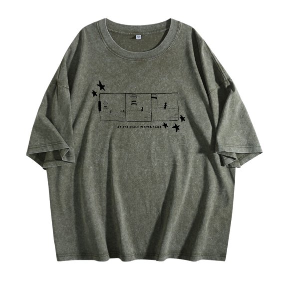 Gigi Perez Lighthouse Panel Washed Cotton Tee Unisex Short Sleeve Crewneck Fashion T-shirt