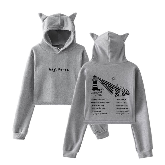 Gigi Perez Lighthouse Tour Short Hoodies Fashion Women Top Unique Cat Ear Sweatshirts