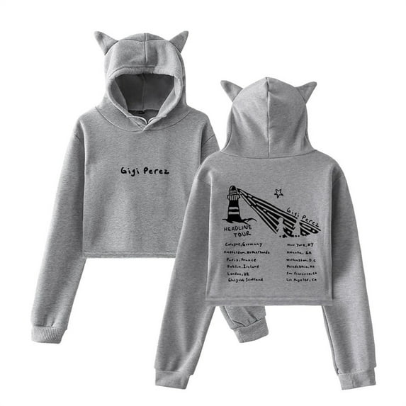 Gigi Perez Lighthouse Tour Short Hoodies Fashion Women Top Unique Cat Ear Sweatshirts