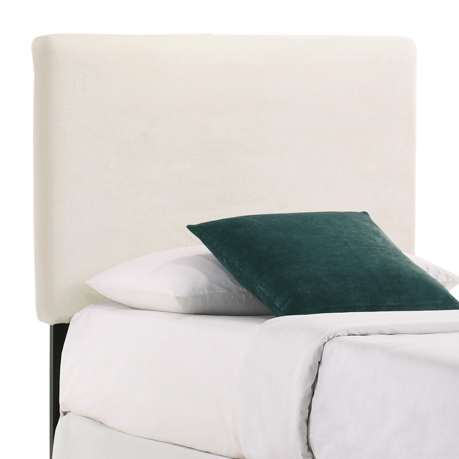 Ivory Faux Fur Upholstered Twin Headboard with Black Legs
